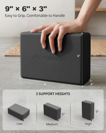 Elevate Your Yoga Experience with Trideer Yoga Blocks - 2 Pack of Soft, Non-Slip Foam Blocks for Ultimate Support and Stability in Yoga, Pilates, and Dance