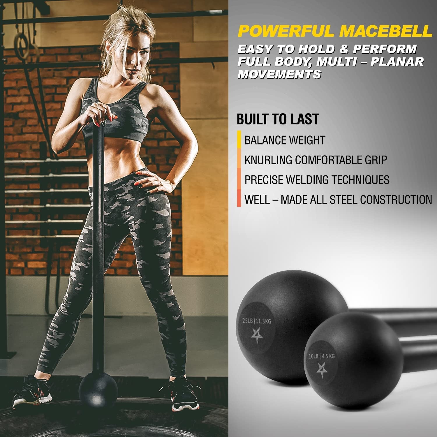 Steel Mace Bell for Comprehensive Strength Training - Versatile Weight Options for Full Body, Shoulder, Grip, and Forearm Workouts for Both Men and Women