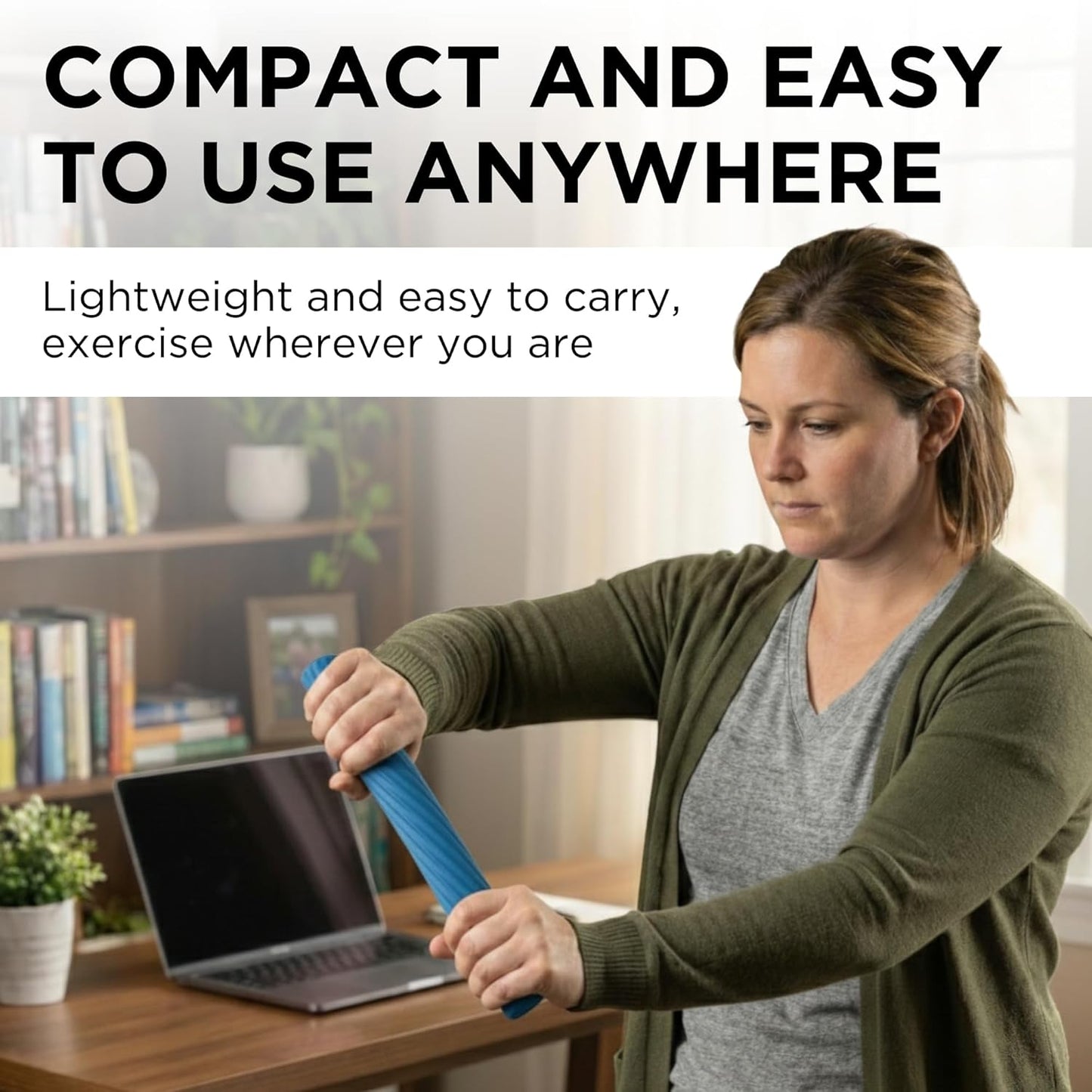 Flexbar Physical Therapy Bar for Tennis Elbow Rehabilitation, Blue | Compact Design with Non-Slip Grip for Wrist and Forearm Exercises