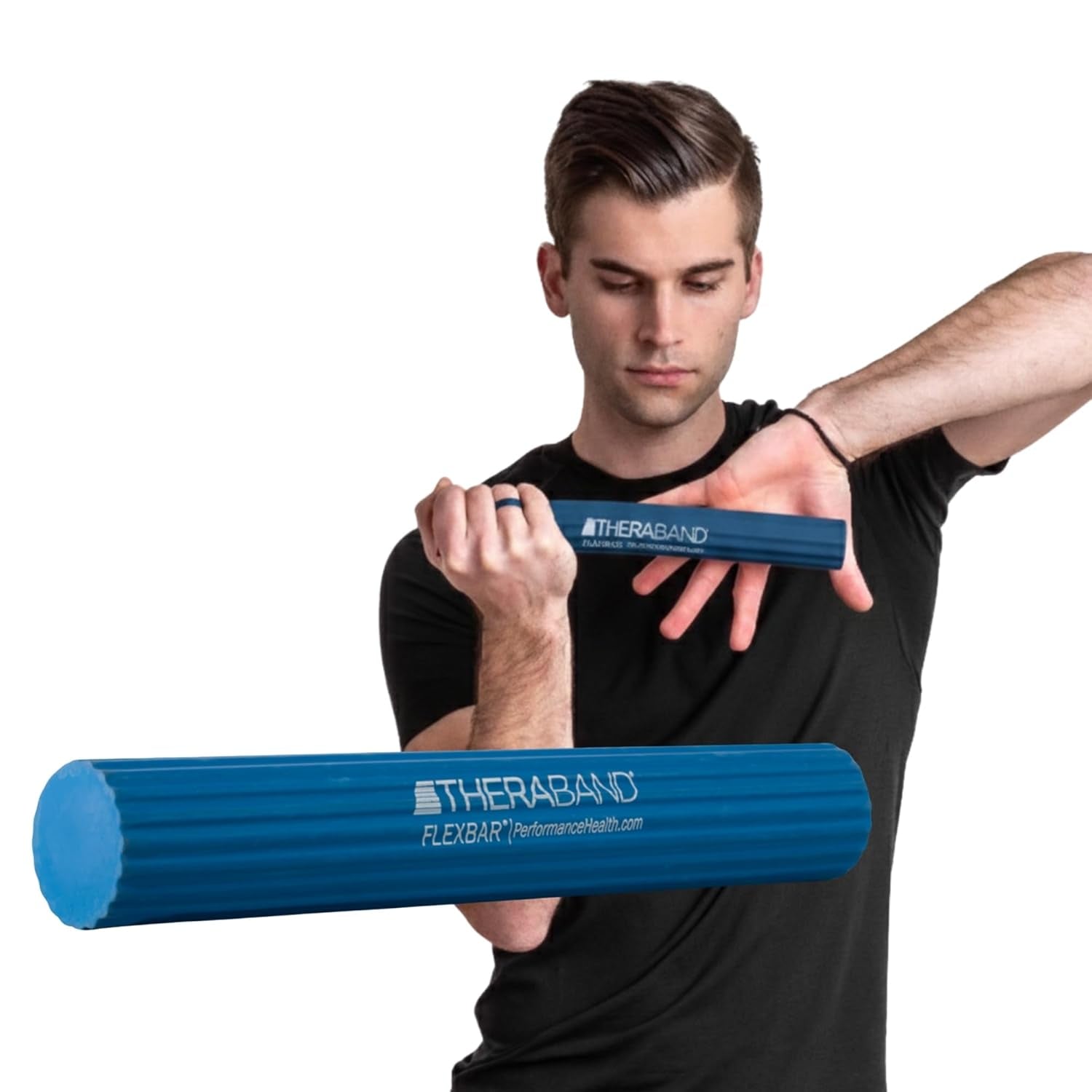 Flexbar Physical Therapy Bar for Tennis Elbow Rehabilitation, Blue | Compact Design with Non-Slip Grip for Wrist and Forearm Exercises