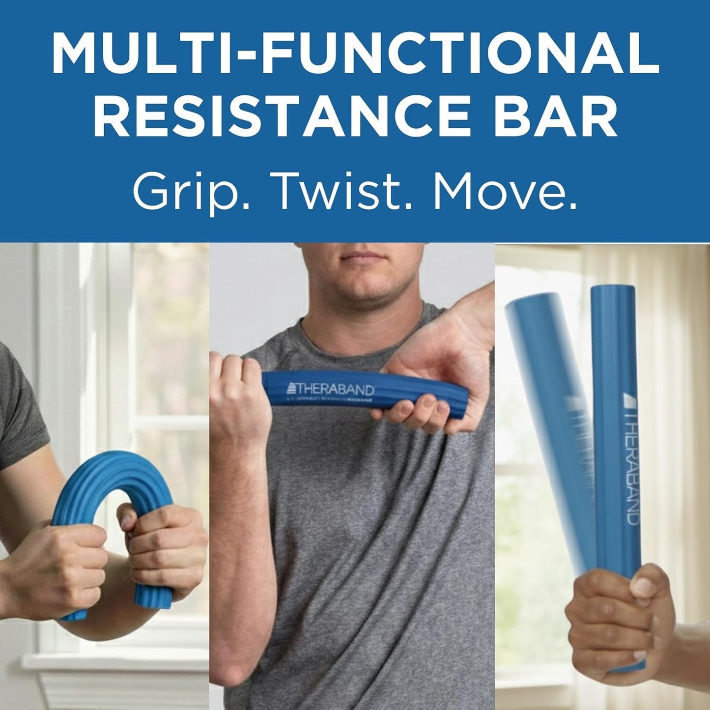 Flexbar Physical Therapy Bar for Tennis Elbow Rehabilitation, Blue | Compact Design with Non-Slip Grip for Wrist and Forearm Exercises